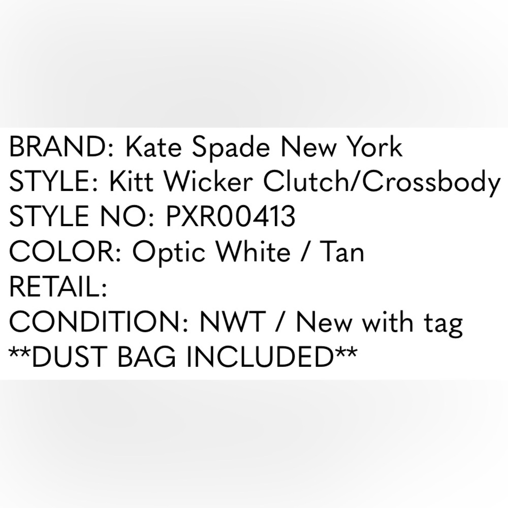 NWT Kate Spade Kitt Wicker Clutch Crossbody Optic White Tan PXRU0413 - Picture 4 of 8